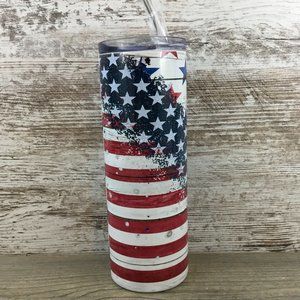 Patriotic American Flag Stars and Stripes 20 oz skinny tumbler